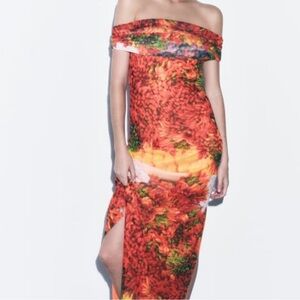 ZARA COLORFUL OVER SHOULDER DRESS